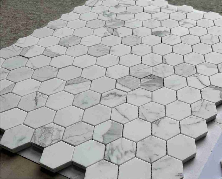 Hexagon Calacatta White Honed 3 x 3 10 x 11.5